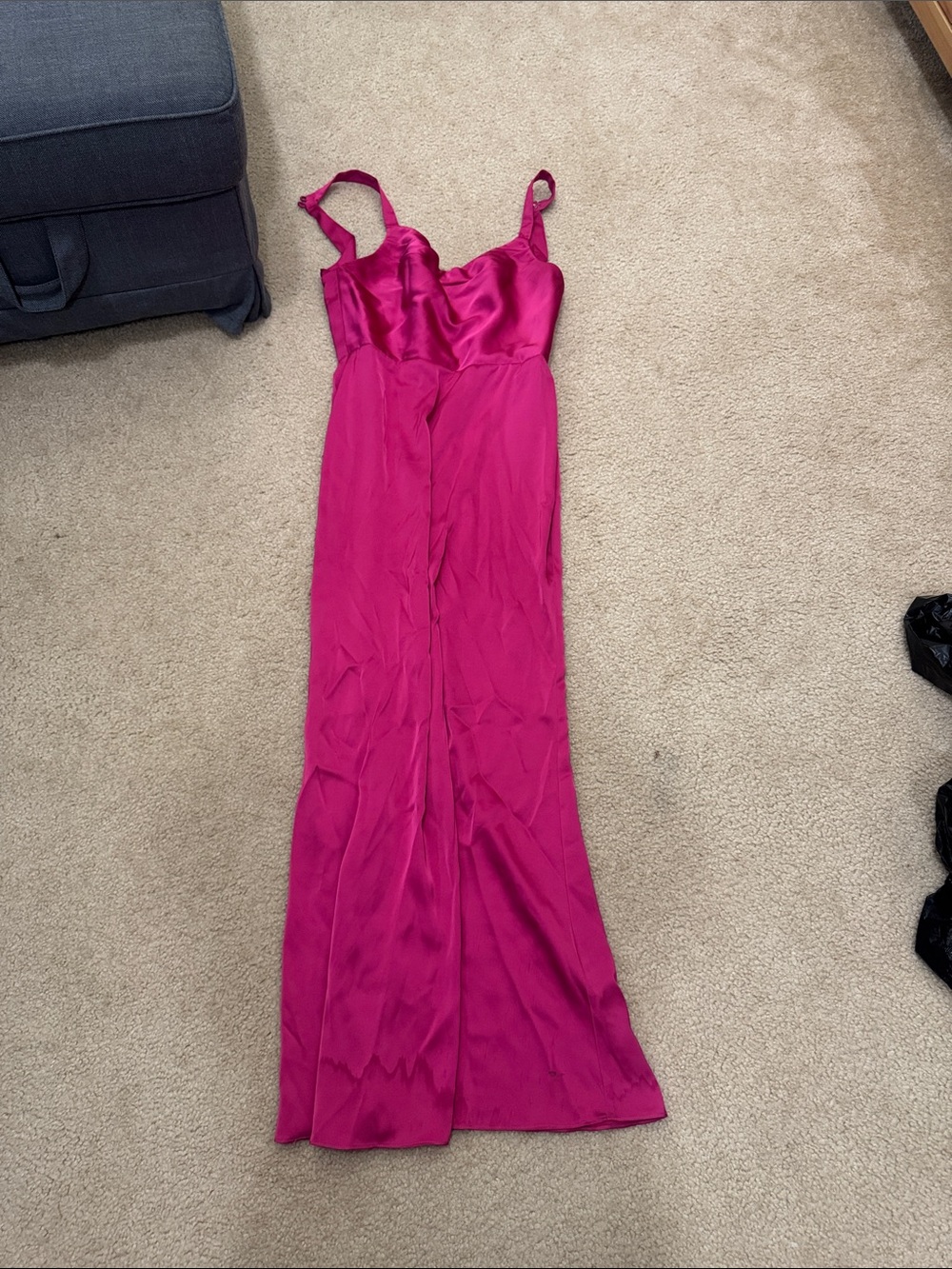 Azazie Barbie Fuchsia Satin Stretch bridesmaid dress prom - Picture 8 of 10